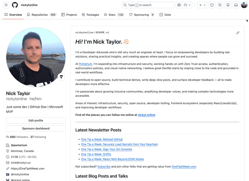 My GitHub profile page